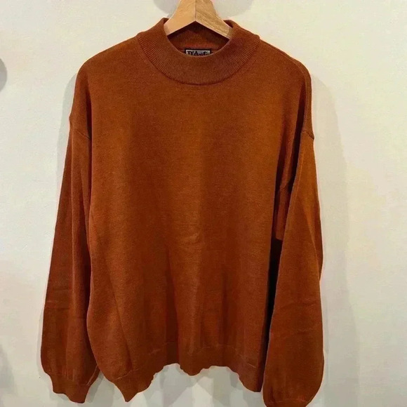 Vintage D’avila Men’s Italian Merino Wool MockNeck Sweater Rust Red Size XL - Picture 1 of 6